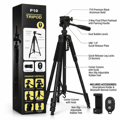 Trépied Caméra P10 180cm Fluide pour Photo et Vidéo